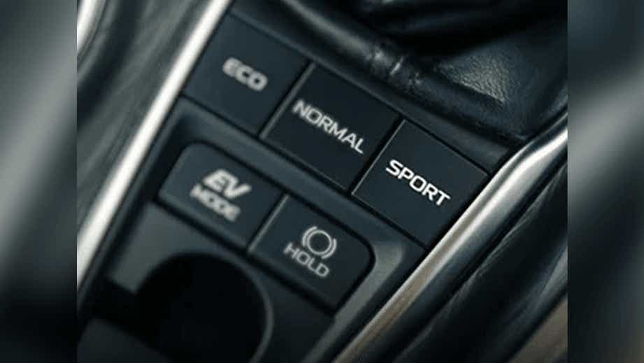 Drive mode selector and EV mode buttons of a Toyota Camry 2022-2023