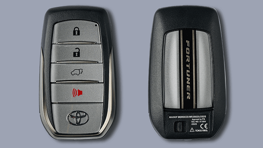 Key fob front and back of a Toyota Fortuner Legender