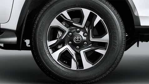 close-up of the wheel of a Toyota Fortuner Legender