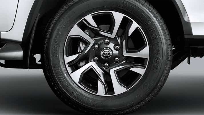 close-up of the wheel of a Toyota Fortuner Legender