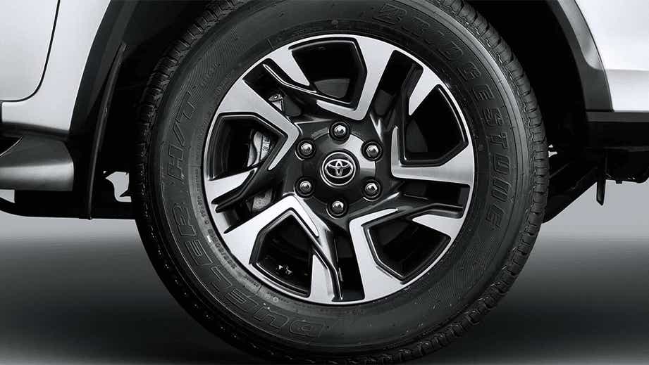 close-up of the wheel of a Toyota Fortuner Legender