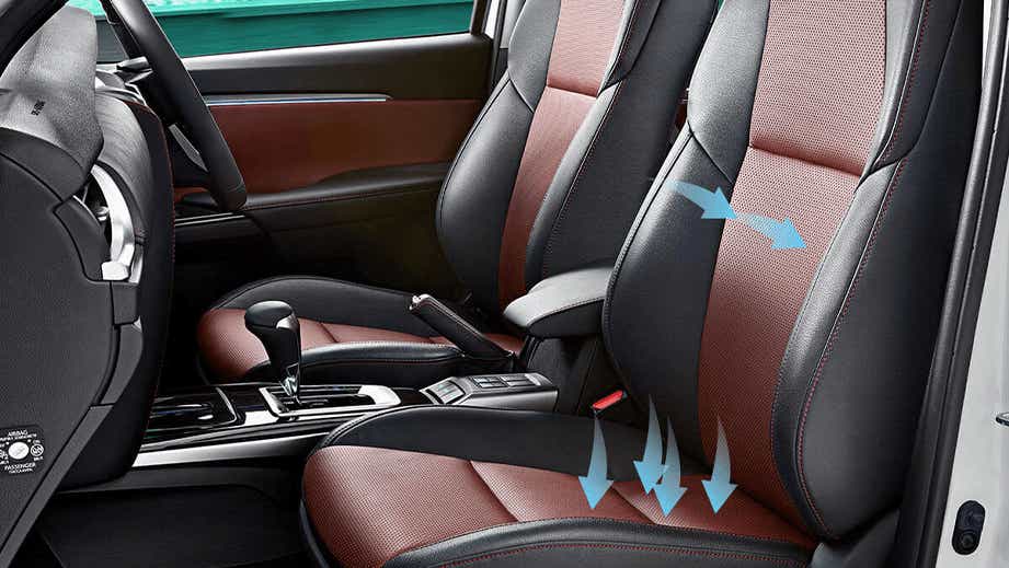 front seats and dashboard of a Toyota Fortuner Legender