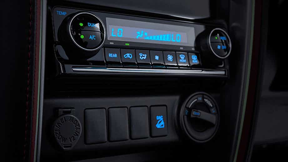 interior climate control panel of a Toyota Fortuner Legender