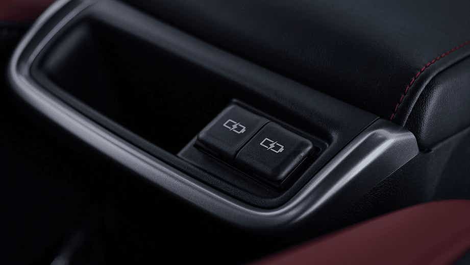 close-up of center console switches in a Toyota Fortuner Legender