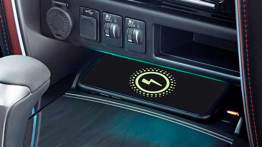 wireless charging pad and controls in a Toyota Fortuner Legender