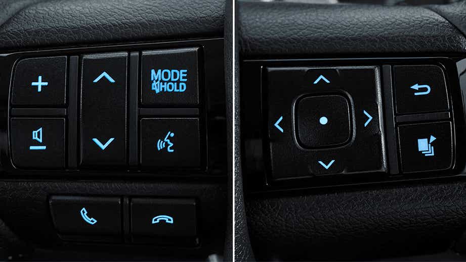 Steering wheel control buttons of a Toyota Fortuner Legender