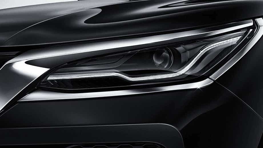 headlight close-up of a Toyota Fortuner