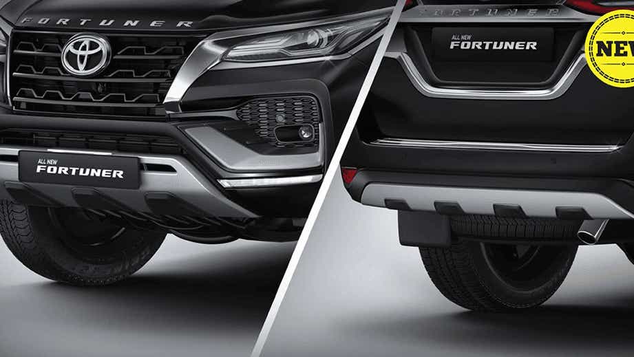 Front and rear views of a Toyota Fortuner