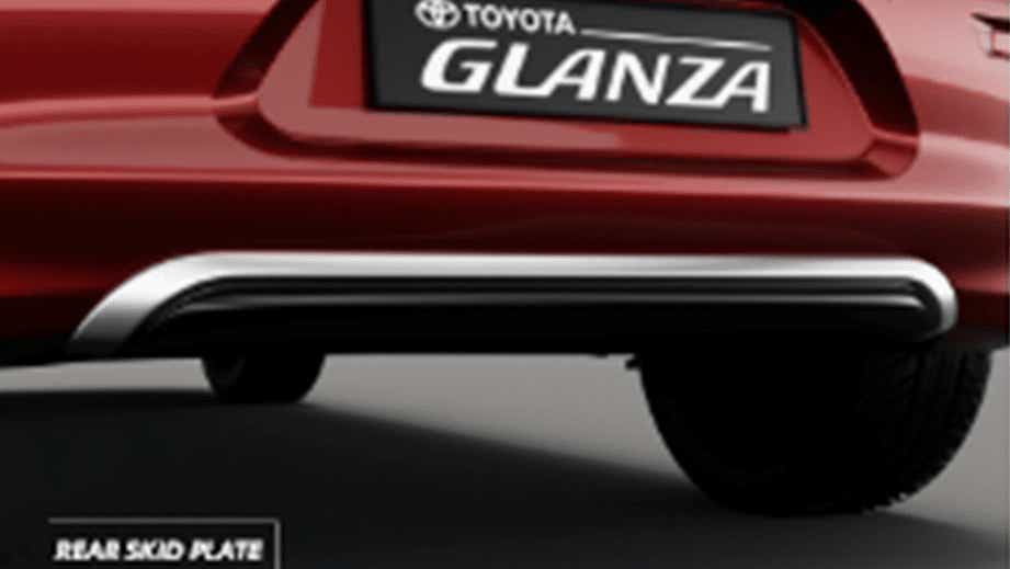 rear skid plate view of a Toyota Glanza