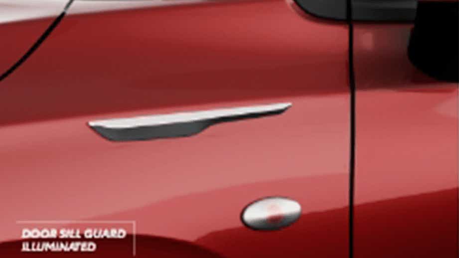 close-up of a Toyota Glanza door handle with distinctive styling