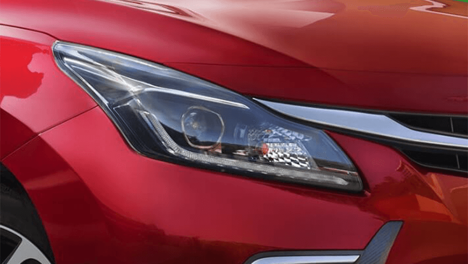 headlight close-up of a Toyota Glanza