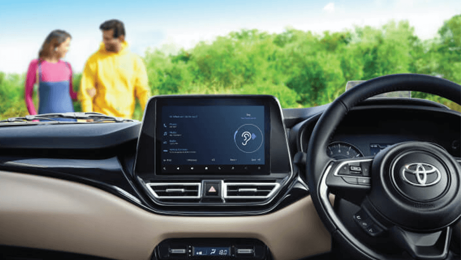 interior dashboard view of a Toyota Glanza