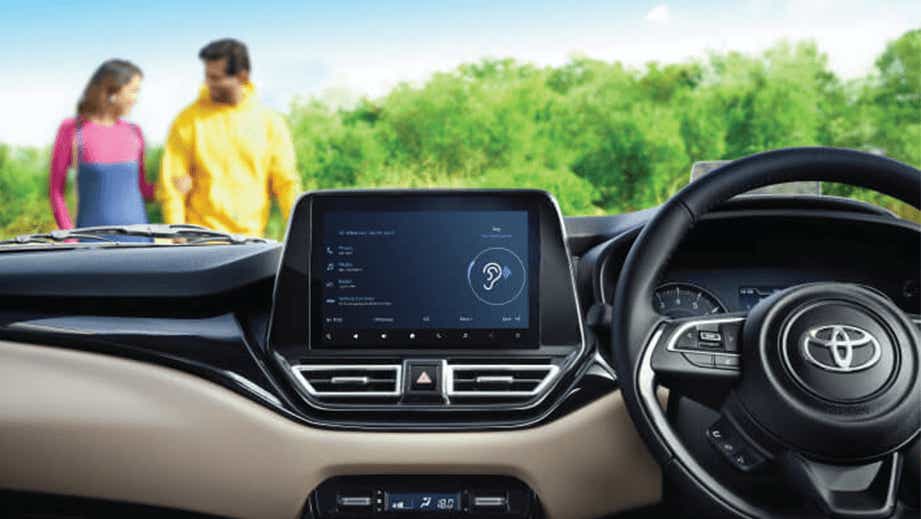 interior dashboard view of a Toyota Glanza