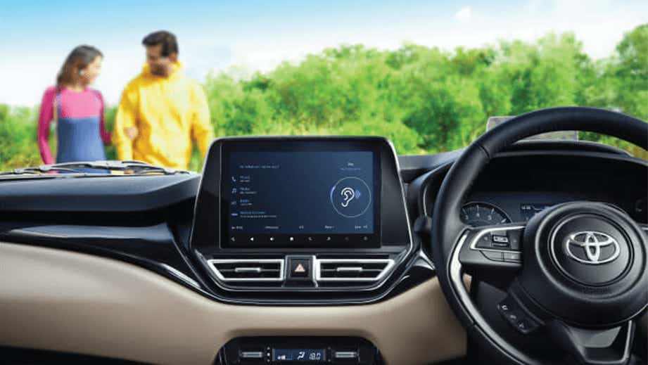 interior dashboard view of a Toyota Glanza