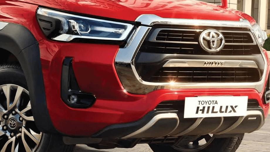 front view of a Emotional Red Toyota Hilux