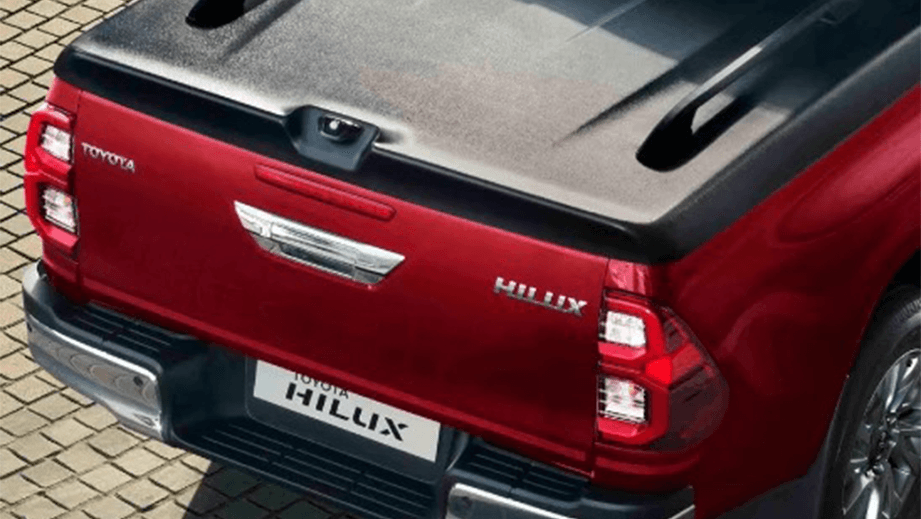 rear view of a Emotional Red Toyota Hilux