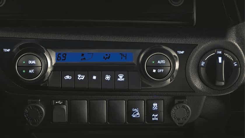 Dashboard climate control panel of a Toyota Hilux