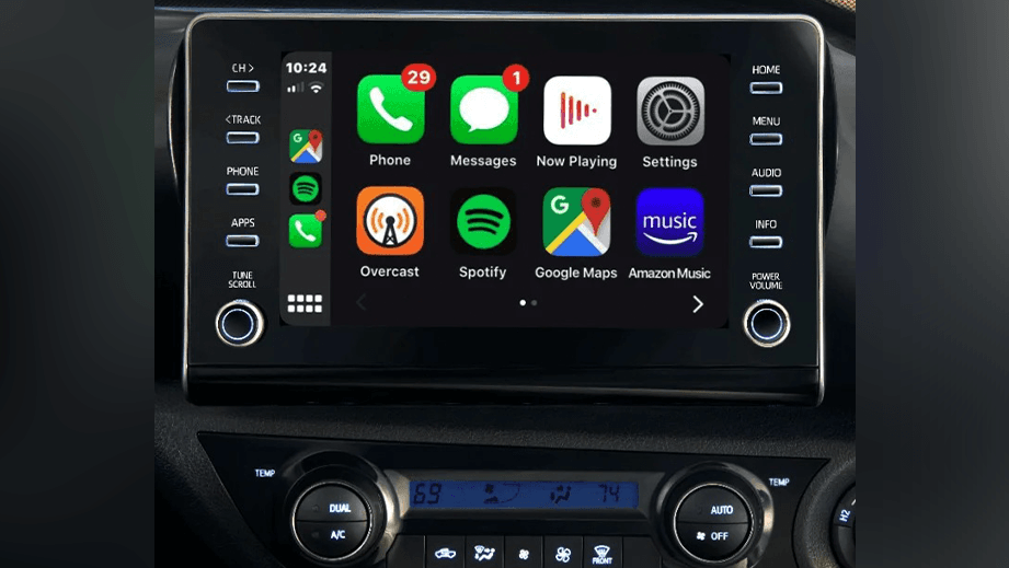 infotainment system display of a Toyota Hilux