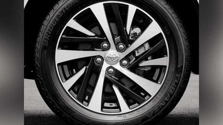 close-up of a wheel of a Toyota Innova Crysta