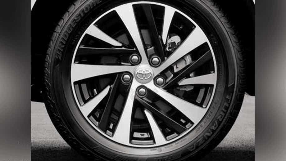 close-up of a wheel of a Toyota Innova Crysta