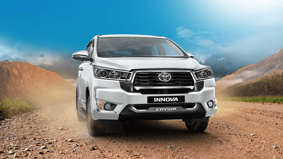 front view of a Super White Toyota Innova Crysta