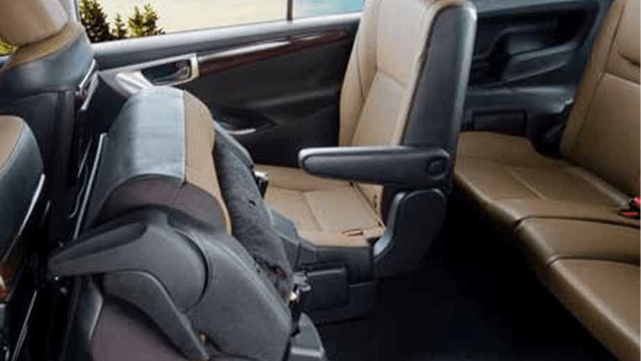 Interior rear seating view of a Toyota Innova Crysta