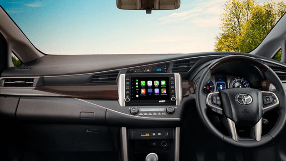 dashboard and steering wheel of a Toyota Innova Crysta