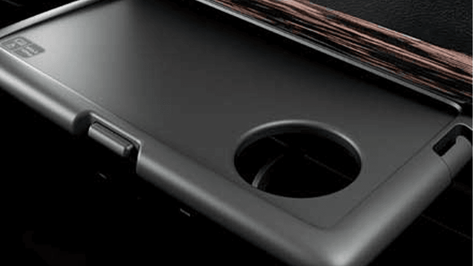 close-up of a seat-back tray table in a Toyota Innova Crysta