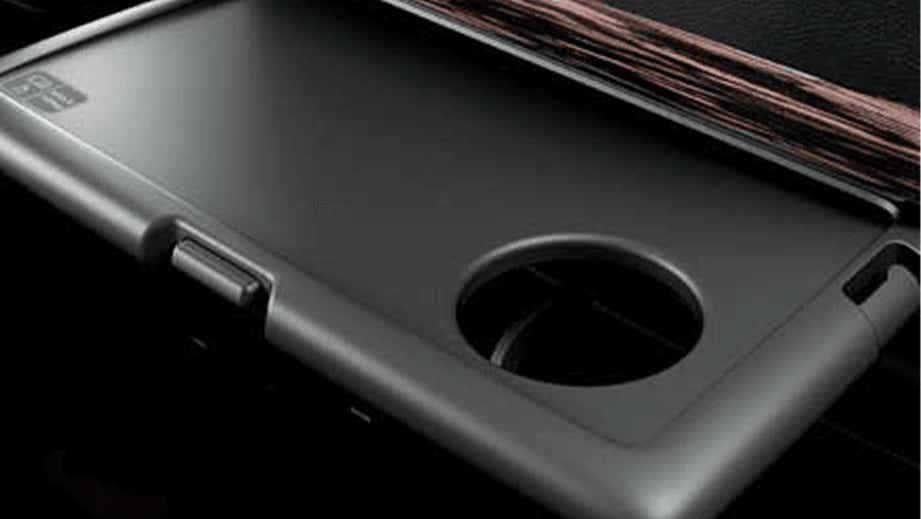 close-up of a seat-back tray table in a Toyota Innova Crysta