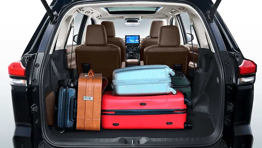 boot space with luggage of a Toyota Innova Hycross