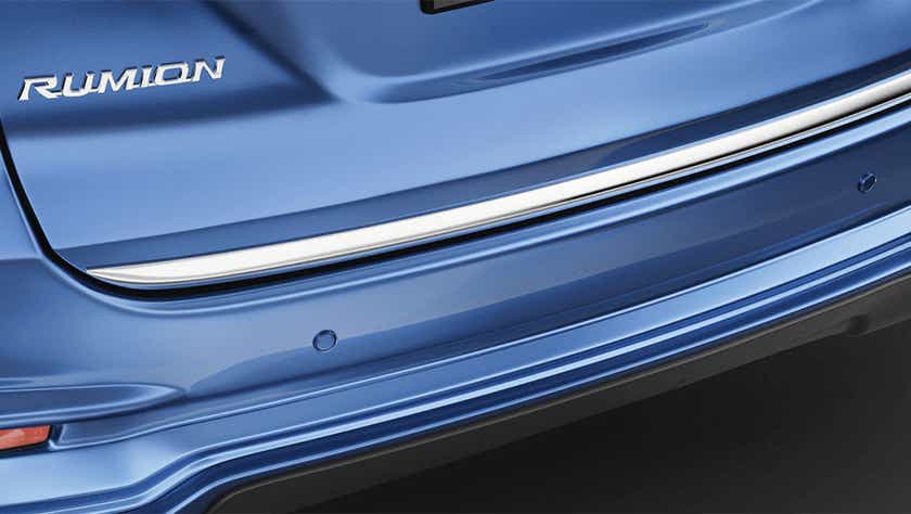 Rear bumper close-up of a Toyota Rumion