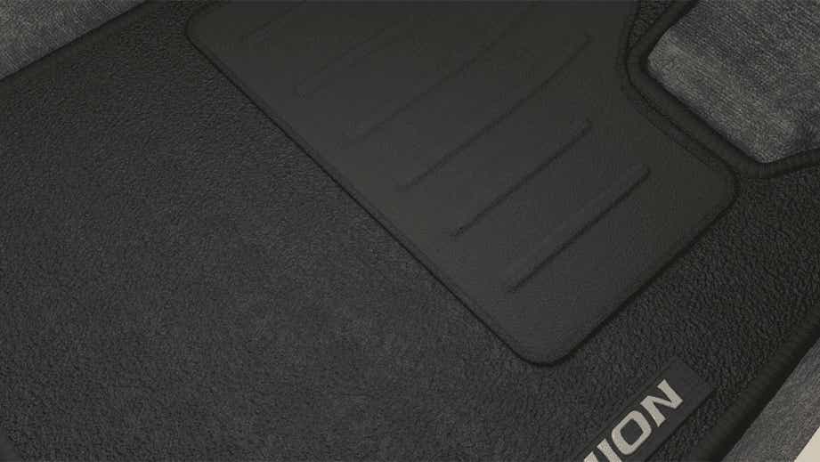close-up of floor mat in a Toyota Rumion