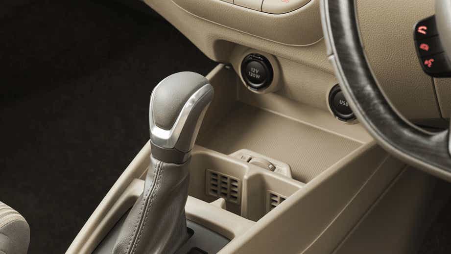 gear lever and center console of a Toyota Rumion