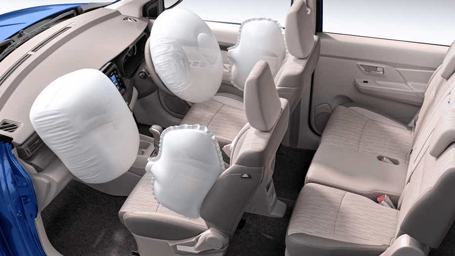 interior cabin view showing airbags deployed in a Toyota Rumion
