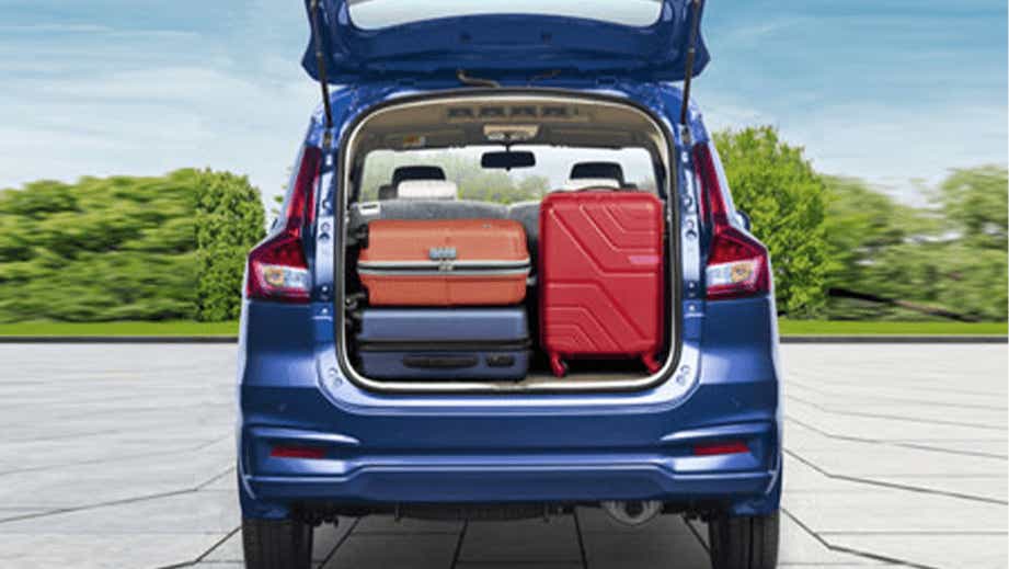 Boot space view of a Toyota Rumion with luggage