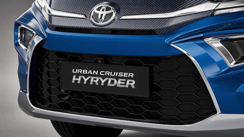 front grille close-up of a Toyota Urban Cruiser Hyryder