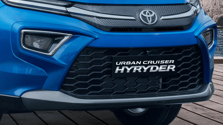 Front grille close-up of a Toyota Urban Cruiser Hyryder