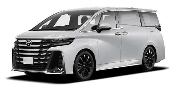 front three-quarter view of a Toyota Vellfire
