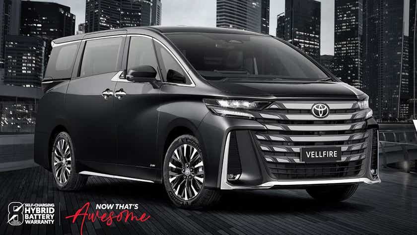 front three-quarter view of a Toyota Vellfire