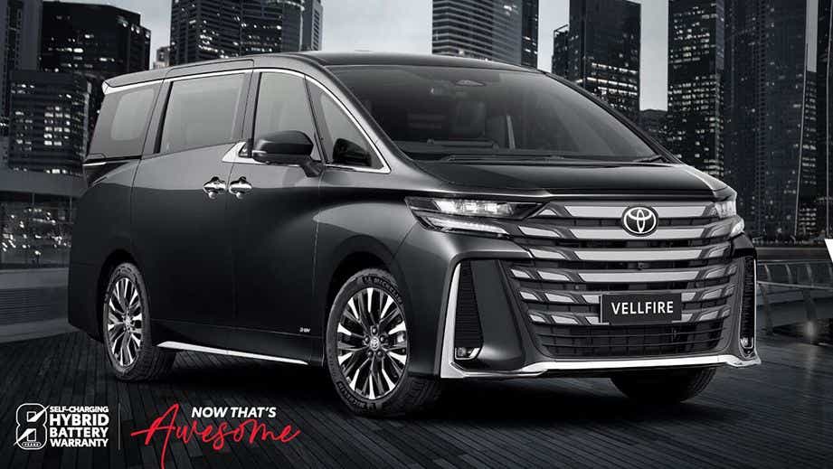 front three-quarter view of a Toyota Vellfire
