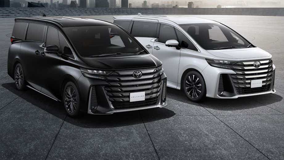 front three-quarter view of a Toyota Vellfire