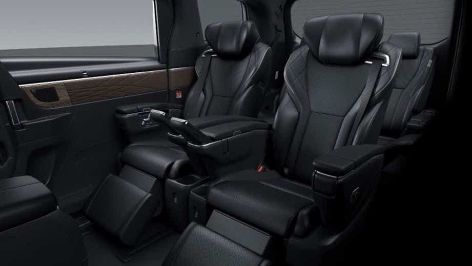interior second-row seats of a Toyota Vellfire