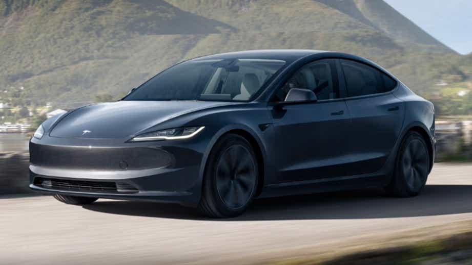 front three-quarter view of a Black Tesla Model 3