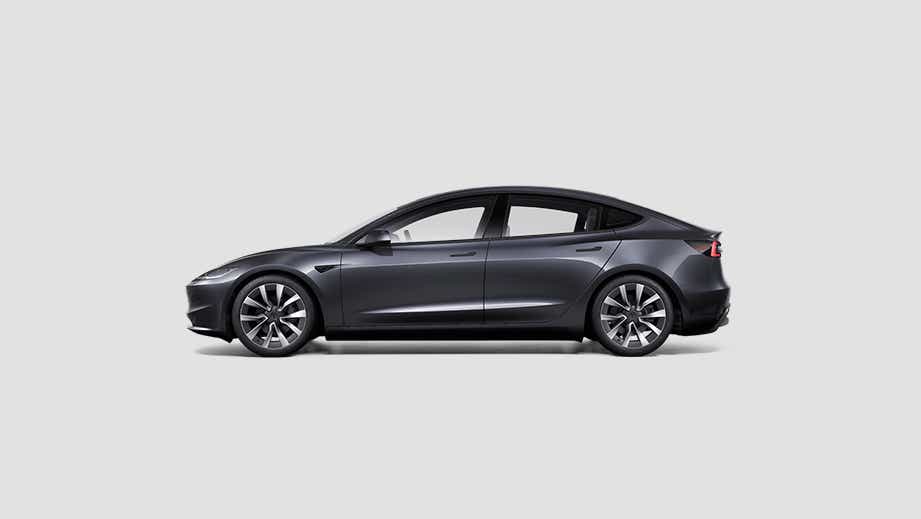 side view of a Black Tesla Model 3