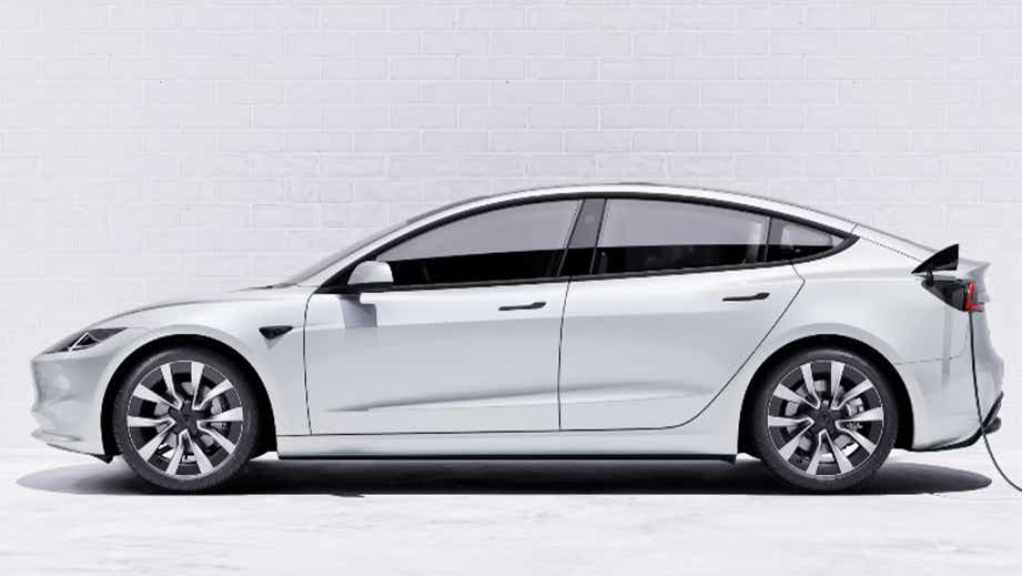 side view of a Black Tesla Model 3