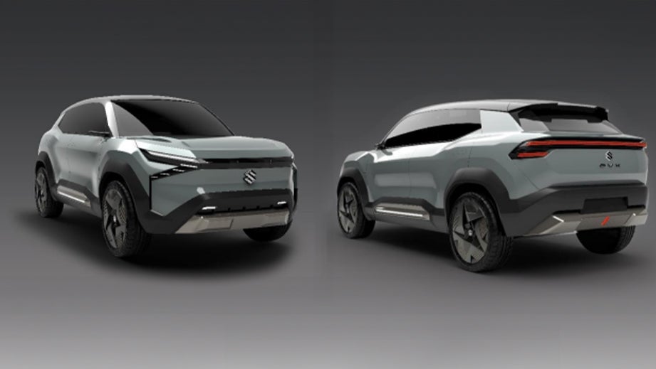 front and rear three-quarter view of a Maruti Suzuki e Vitara