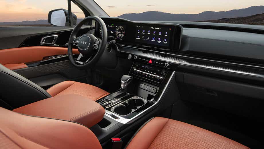 interior dashboard view of a Kia Carnival