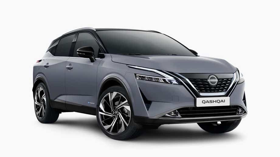 front three-quarter view of a Black Nissan Qashqai