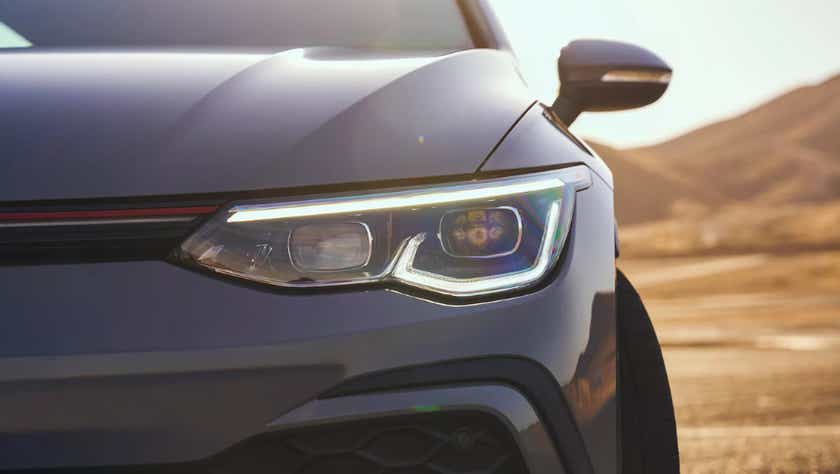 Headlight close-up of a Volkswagen Golf GTi