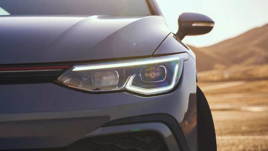 Headlight close-up of a Volkswagen Golf GTi